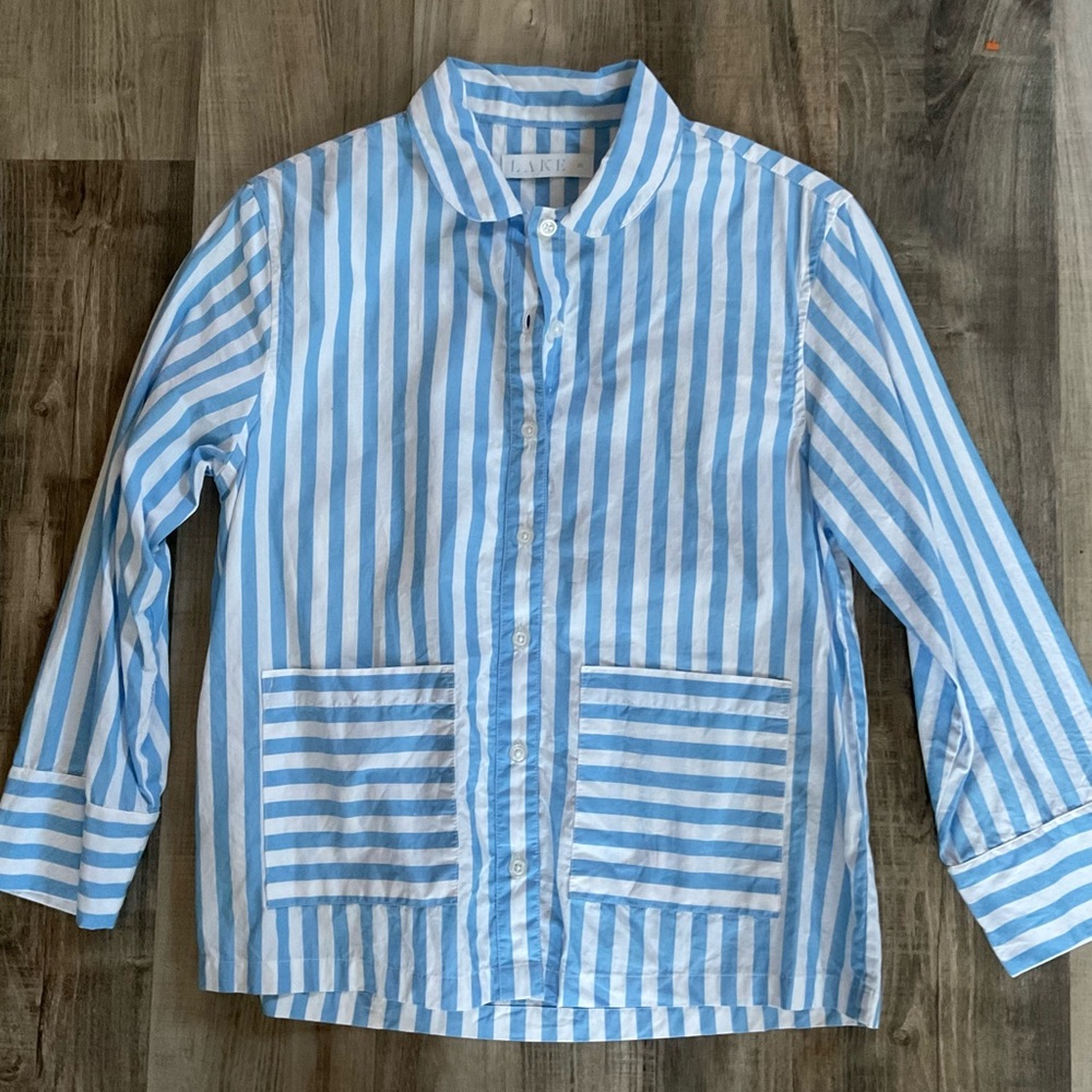 Lake blue stripe pajama top (only) size XS